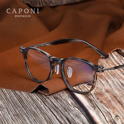 Caponi Hot Glasses Frame For Men Pure Titanium Acetate Style Blue Light