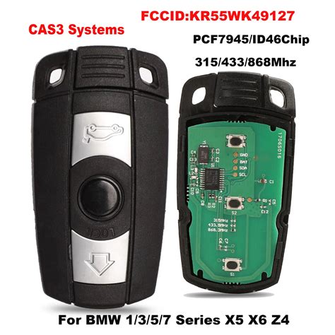 3 Buttons CAS3 315 433 868MHz Pcf7945 Chip Smart Remote Key For BMW X5