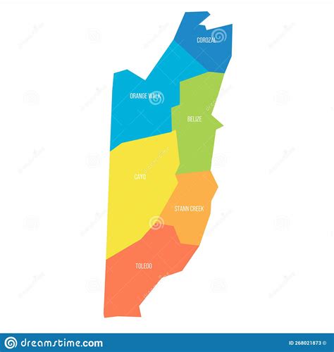 Belize Political Map Of Administrative Divisions Cartoon Vector