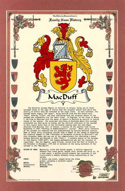 Macduff Surname History & Family Crest