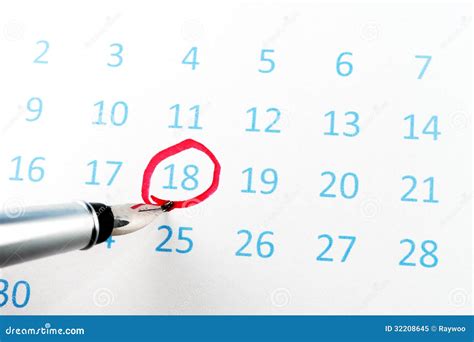 Red Circle On Calendar Stock Image Image Of Page Message 32208645