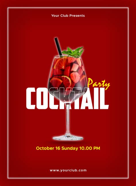 Free Cocktail Party Poster Template FreeGraphica