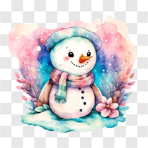 Baixe Decoração de Boneco de Neve em Aquarela para a Estação de Inverno