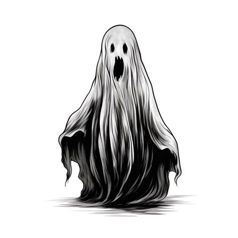 Premium AI Image | Black and White Halloween Ghost Vector Art