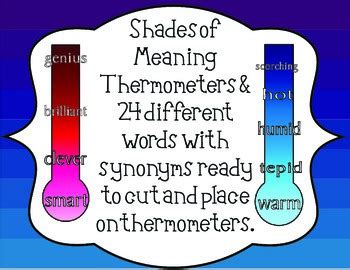 Shades Of Meaning Synonym Thermometers And Words For Group Work And Display