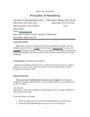 Syllabus MKTG 101 11 2018 FALL 1 Doc MKTG 101 11 Fall 2018