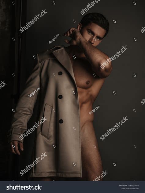 Naked Sexy Man Rain Coat On Stock Photo 1184338057 Shutterstock