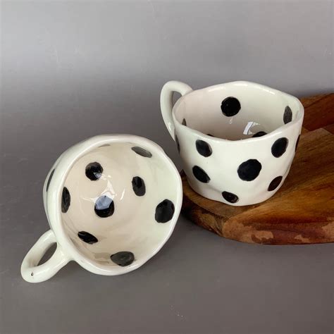 Tasse En Céramique à Pois Peinte à La Main Tasse à Café Etsy