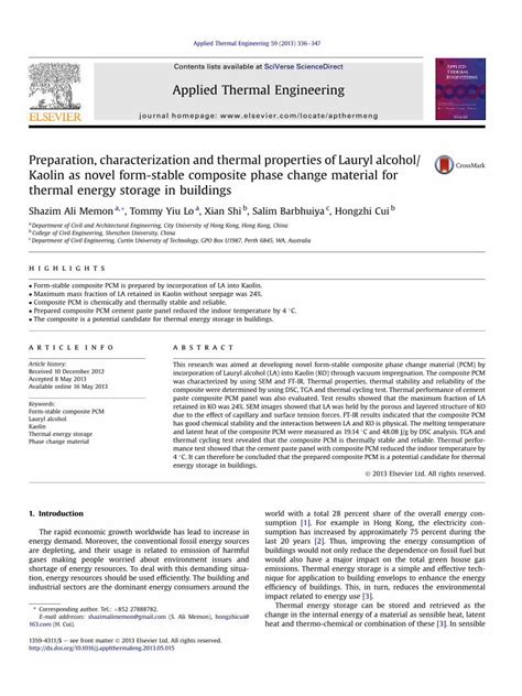 Pdf Preparation Characterization And Thermal Properties Of Lauryl