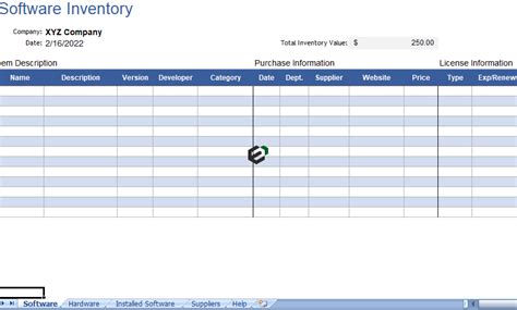 Download Free Software Inventory Tracking Excel Template