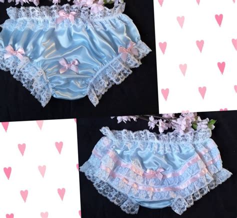Baby Blue Satin Bikini Panties Sissy Knickers With Bum Ruffles Etsy