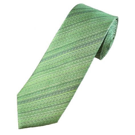 Tresanti Celeste Shades Of Green Stripe Patterned Mens Silk Tie From