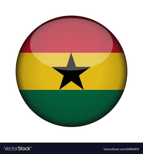 Ghana Flag In Glossy Round Button Icon Ghana Vector Image