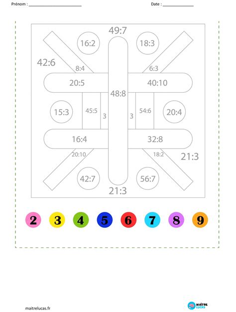 12 Coloriages magiques divisions CP CE1 Maître Lucas