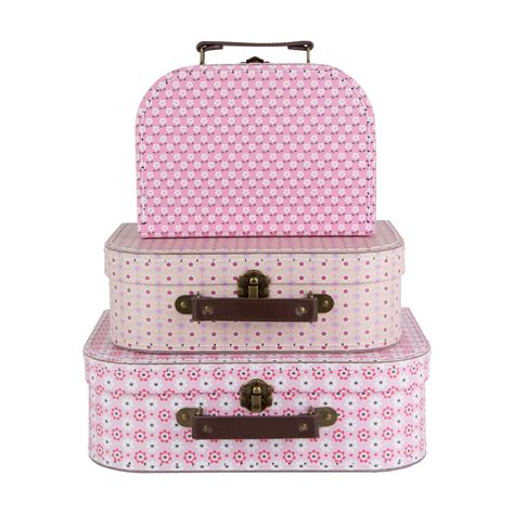 Pink Ditsy Floral Set Of Three Mini Suitcases By Lola Alice Pink