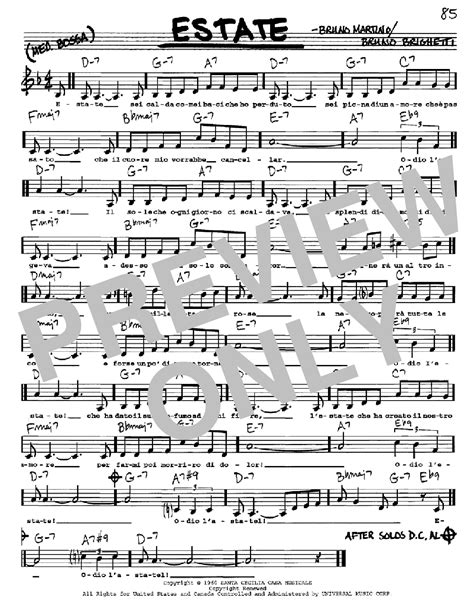 Estate Sheet Music By Bruno Martino Real Book Melody Lyrics