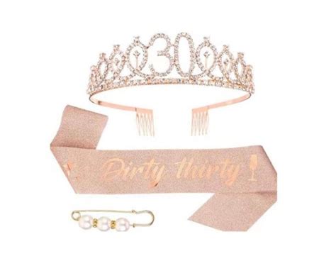 Dirty Thirty Birthday Glitter Sash And Rhinestone Tiara Crown Etsy