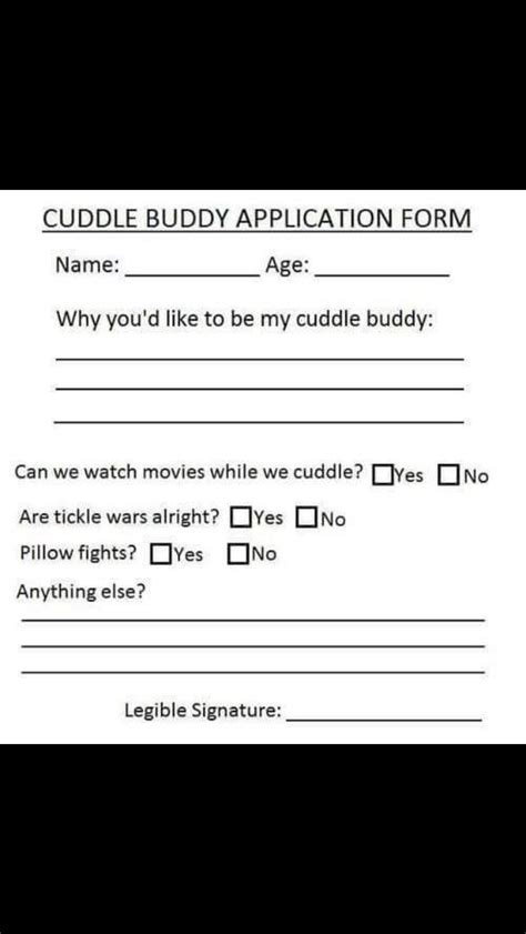 Cuddle Buddy Application Form Printable - Printable Forms Free Online