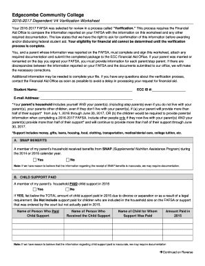 Fillable Online Dependent V Verification Worksheet Fax Email