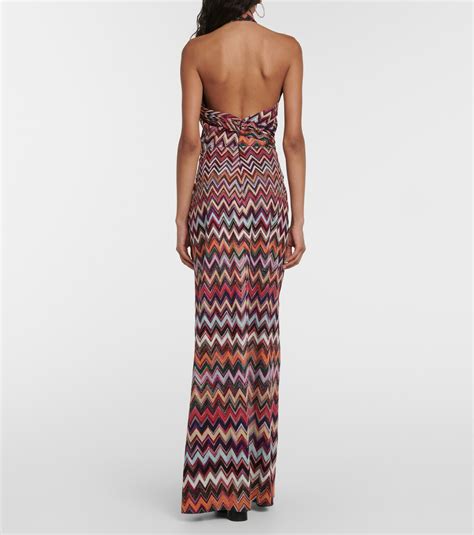 Missoni Zig Zag Lamé Halterneck Maxi Dress Missoni