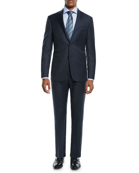 Hickey Freeman Mens Two Piece Tasmanian Sharkskin Suit Neiman Marcus