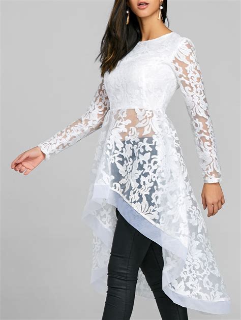 Off High Low Lace Long Top Rosegal