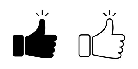 Hand Thumb Up Line And Silhouette Icon Gesture Finger Up Symbol