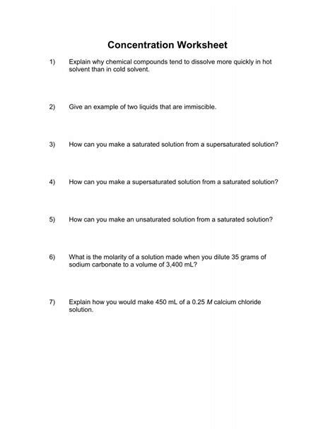 Concentration Worksheet 1