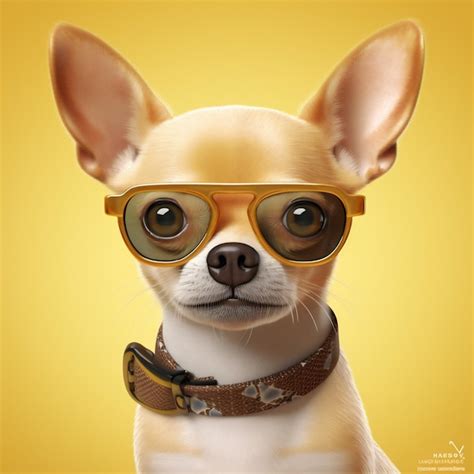 premium ai image puppy dog cute glasses portrait chihuahua animal