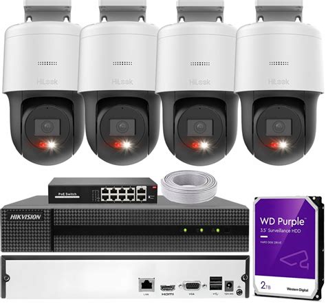 Zestaw Monitoringu Hikvision Fhd Kamery Obrotowe Hybrid Light X Poe