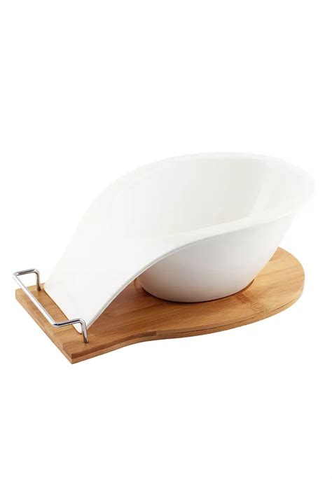 Buy Edge Houseware Ceramic Salad Bowl With Wooden Stand Holder