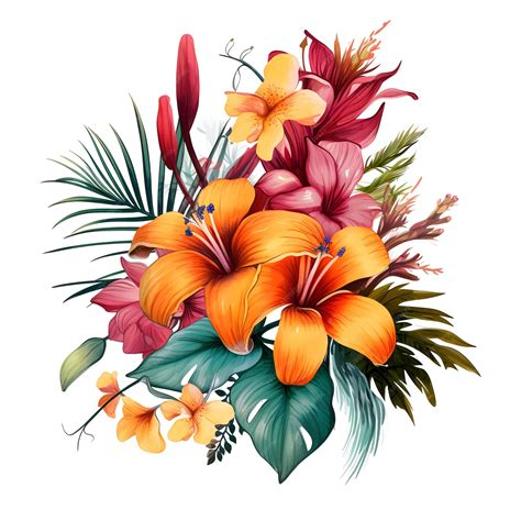 tropical flower drawing 5