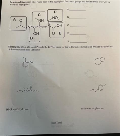 Solved Functional Groups 7 Pts Name Each Of The