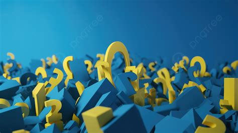 Yellow Question Mark Stands Out Among Blue Background Of Question Marks