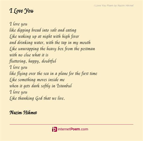 I Love You Poem By Nazim Hikmet