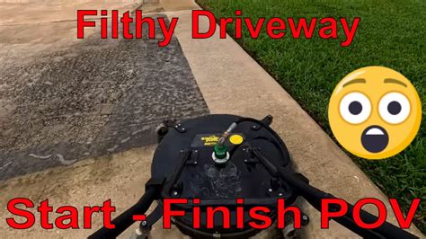 Pressure Washing A Filthy Driveway Cleaning Concrete Oddly Satisfying