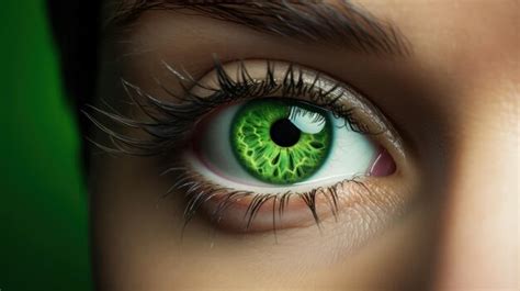 Primer plano del ojo humano verde Renderización 3D del ojo verde IA