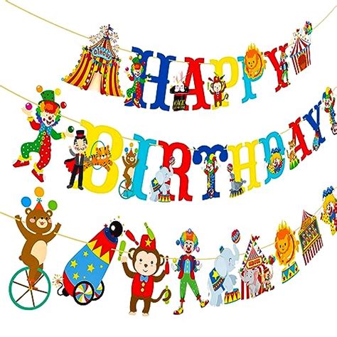 Circus Happy Birthday Banner Carnival Party Banners Circus Birthday