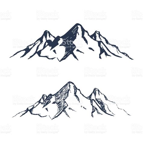 Mountains Set Hand Drawn Rocky Peaks Vector Illustration How To