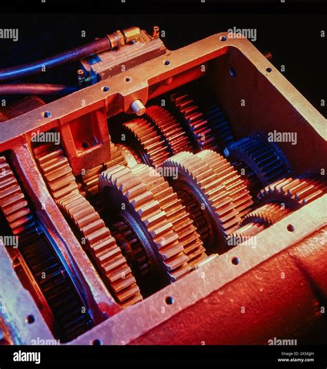 internals   truck gearbox lit  coloured light stock photo alamy