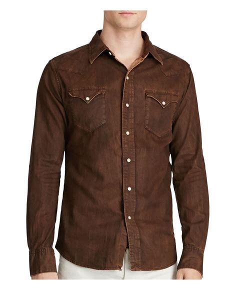 Lyst Polo Ralph Lauren Distressed Denim Western Regular Fit Shirt In