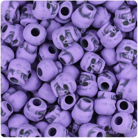 Beadtin Dark Lilac Antique 11mm Skull Pony Beads 150pcs