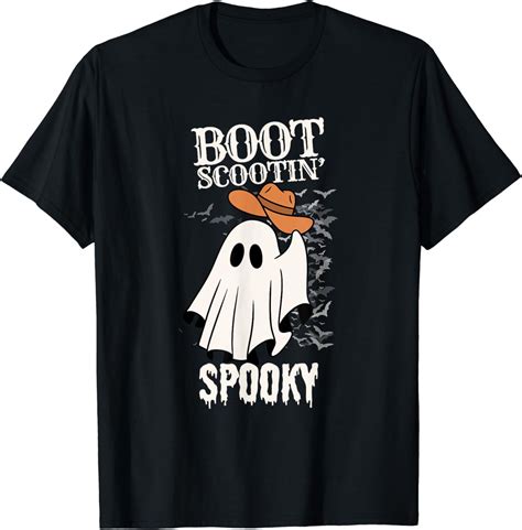 Funny Boot Scootin Spooky Retro Western Halloween Ghost T Shirt