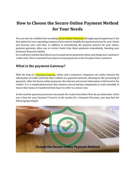 How To Choose The Secure Online Payment Method For Your Needs By