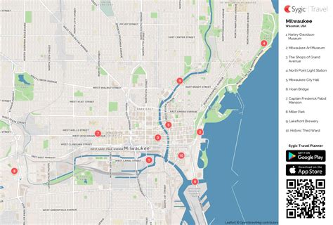 Milwaukee tourist map - Milwaukee tourism map (Wisconsin - USA)