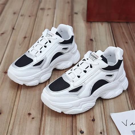 Women Platform Chunky Sneakers 5cm High Lace Up Casual Vulcanize Shoes Luxury Designer Old Dad