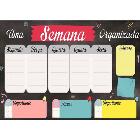 Quadro Lousa Planejador Mensal Planejamento Semanal Planner X