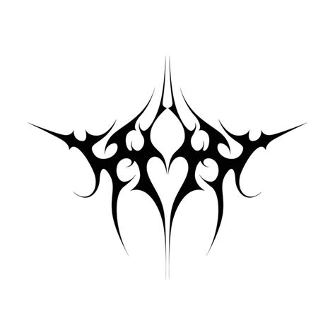 Neo Tribal Y2k Gothic Style Tattoo Cyber Sigilism Heart Design