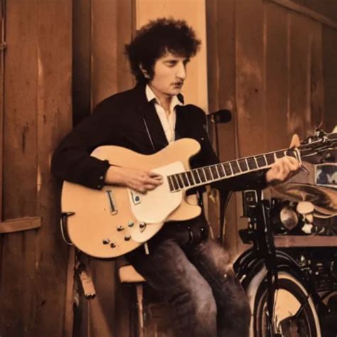 Bob Dylan Riding His Motorcycle Playing With His Stable Diffusion