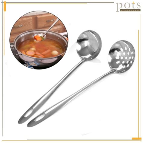 Stainless Steel Steamboat Hot Pot Skimmer Colander Spoon Strainer Ladle Set Senduk Sudip